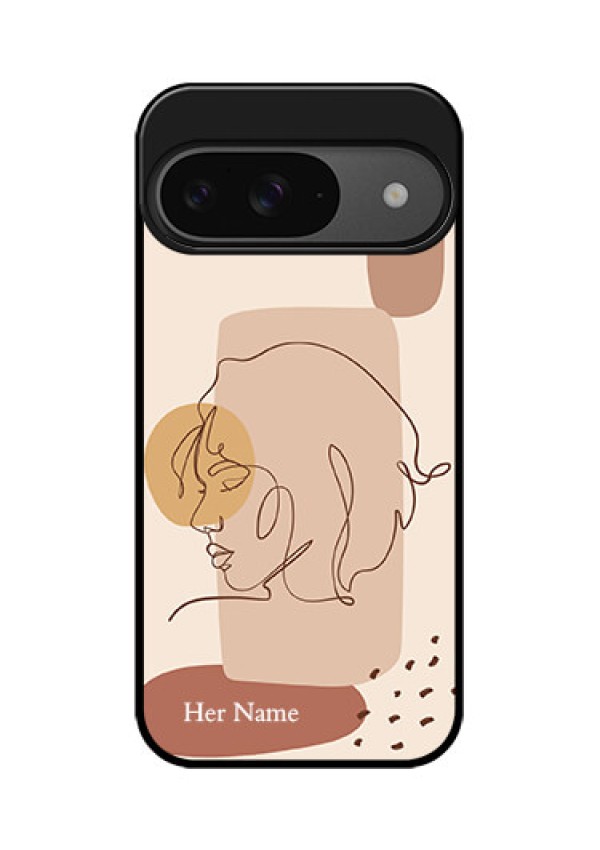 Google Pixel 9 5G Custom Glass Phone Case - Calm Woman Line Art Design