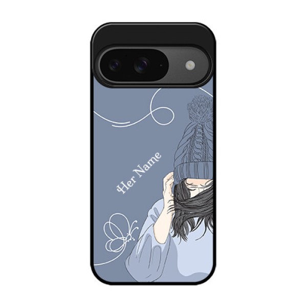 Google Pixel 9 5G Custom Glass Phone Case - Girl In Winter Outfit Design