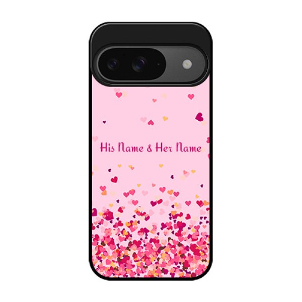 Google Pixel 9 5G Custom Glass Phone Case - Floating Hearts Design