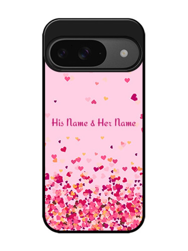 Custom Google Pixel 9 5G Custom Glass Phone Case - Floating Hearts Design