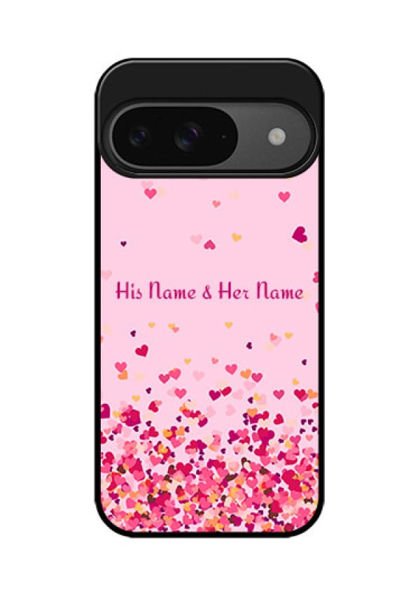 Google Pixel 9 5G Custom Glass Phone Case - Floating Hearts Design