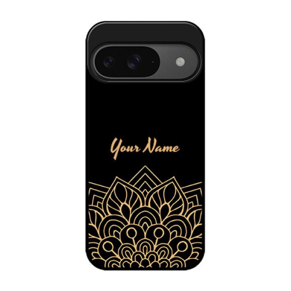 Google Pixel 9 5G Custom Glass Phone Case - Golden Mandala Design