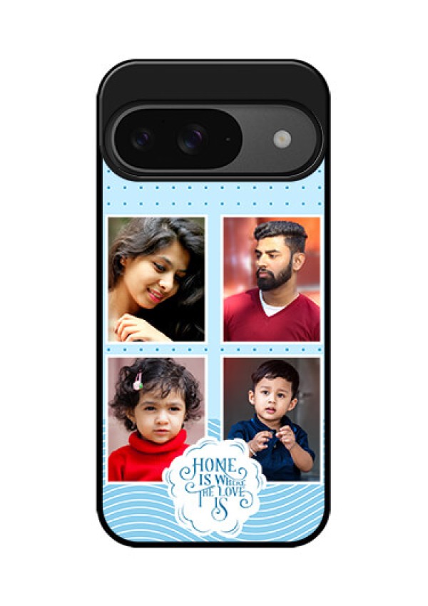 Google Pixel 9 5G Custom Glass Phone Case - Cute Love Quote With 4 Pic Upload Design