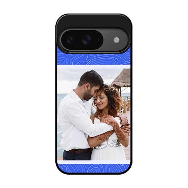 Google Pixel 9 5G Custom Glass Phone Case - Curved Line Art With Blue And White Design