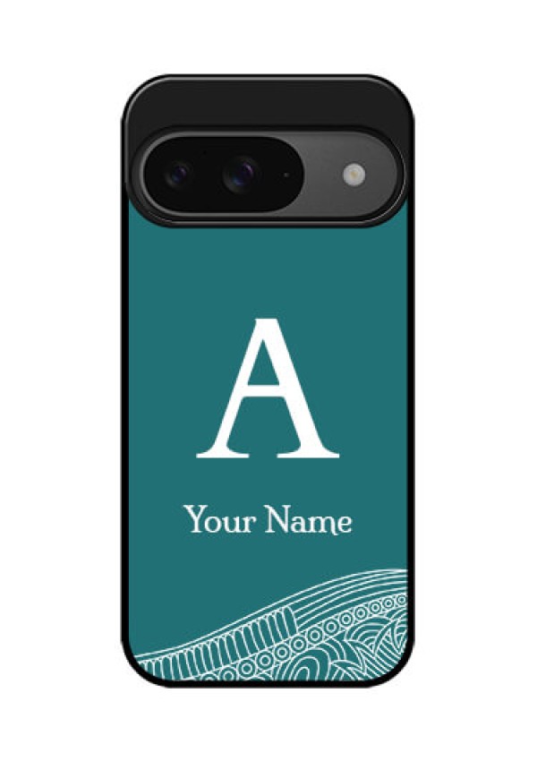 Google Pixel 9 5G Custom Glass Phone Case - Line Art Pattern With Custom Name Design