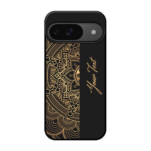 Google Pixel 9 5G Custom Glass Phone Case - Mandala Art With Custom Text Design