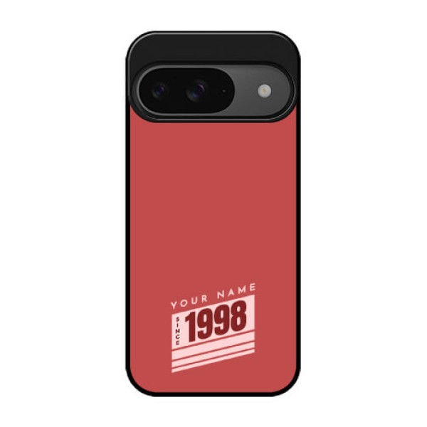Google Pixel 9 5G Custom Glass Phone Case - Red Custom Year Of Birth Design