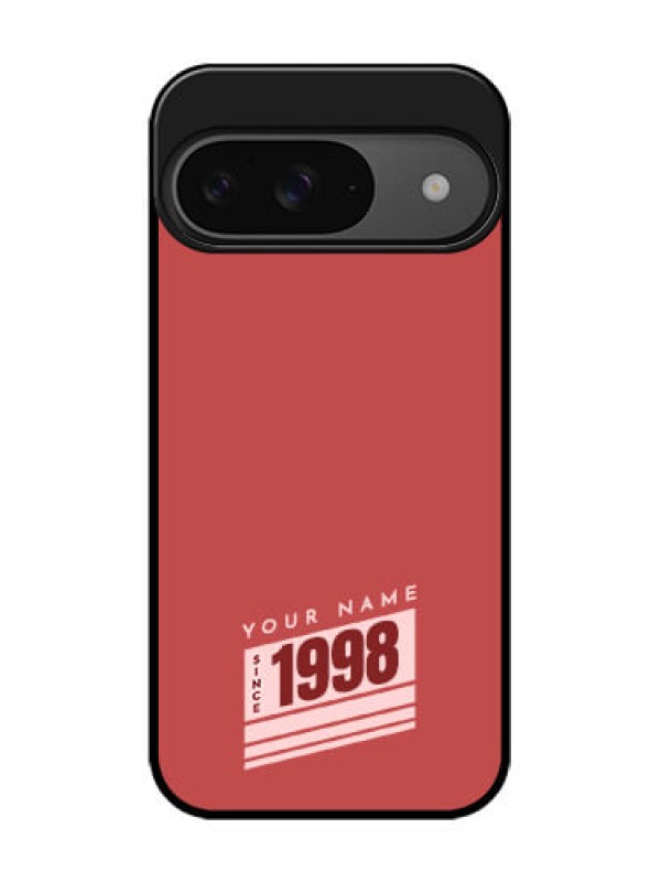 Custom Google Pixel 9 5G Custom Glass Phone Case - Red Custom Year Of Birth Design