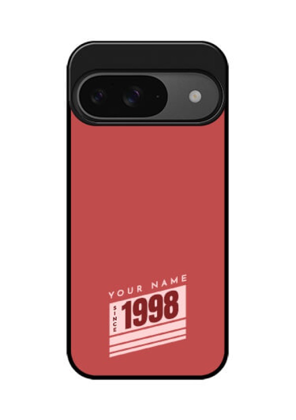 Google Pixel 9 5G Custom Glass Phone Case - Red Custom Year Of Birth Design