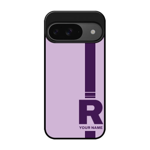 Google Pixel 9 5G Custom Glass Phone Case - Simple Dual Tone Stripe With Name Design