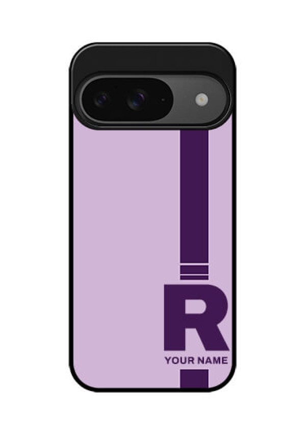 Google Pixel 9 5G Custom Glass Phone Case - Simple Dual Tone Stripe With Name Design