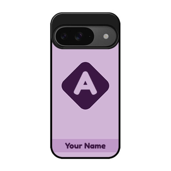 Google Pixel 9 5G Custom Glass Phone Case - Custom Letter In Curved Badge Design