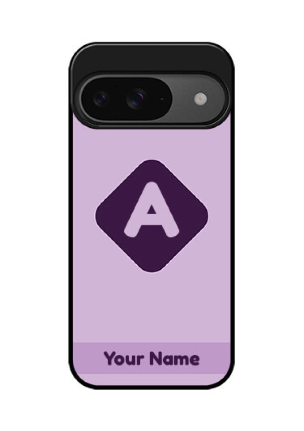 Google Pixel 9 5G Custom Glass Phone Case - Custom Letter In Curved Badge Design