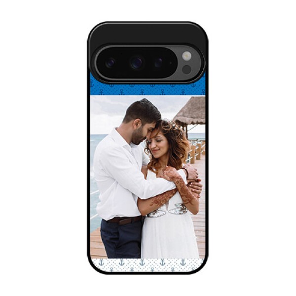 Google Pixel 9 Pro 5G Custom Glass Phone Case - Blue Anchors Design