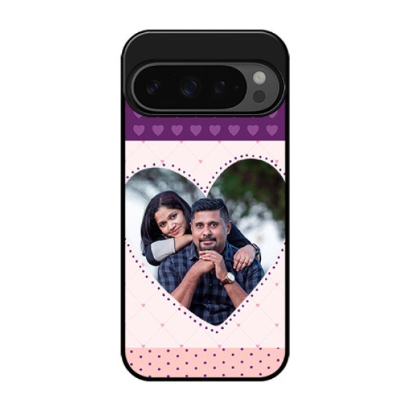 Google Pixel 9 Pro 5G Custom Glass Phone Case - Violet Love Dots Design