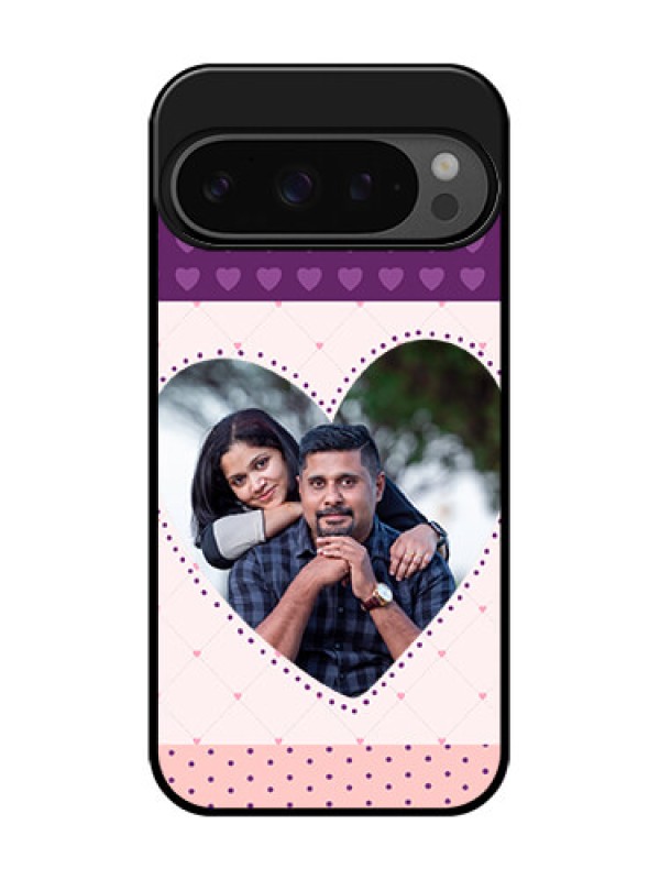 Custom Google Pixel 9 Pro 5G Custom Glass Phone Case - Violet Love Dots Design