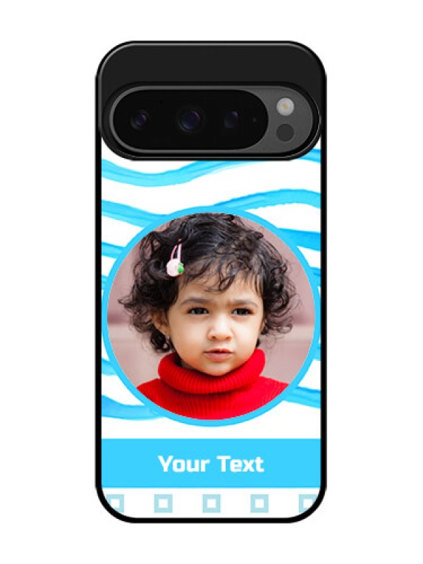 Custom Google Pixel 9 Pro 5G Custom Glass Phone Case - Simple Blue Case Design
