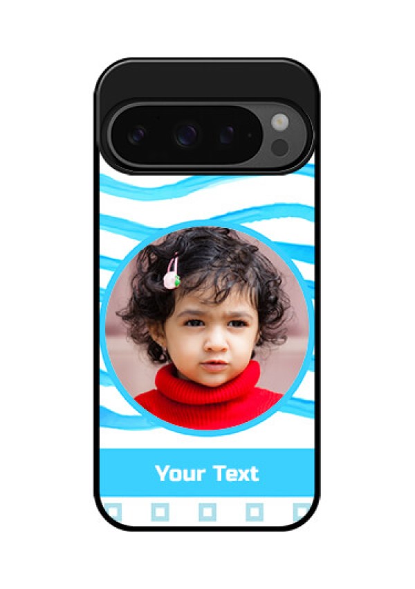 Google Pixel 9 Pro 5G Custom Glass Phone Case - Simple Blue Case Design