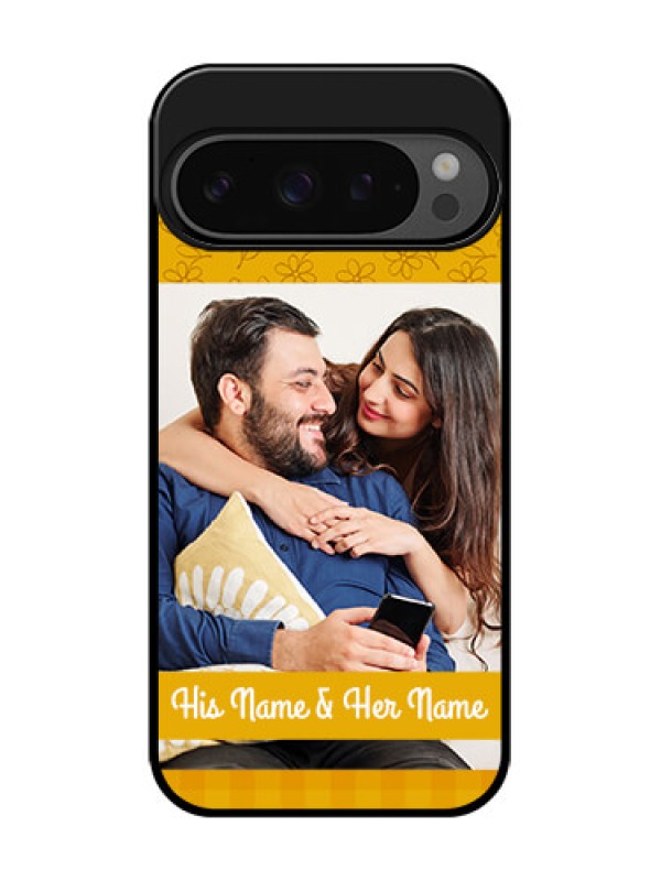 Custom Google Pixel 9 Pro 5G Custom Glass Phone Case - Yellow Floral Design