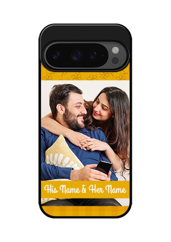 Google Pixel 9 Pro 5G Custom Glass Phone Case - Yellow Floral Design