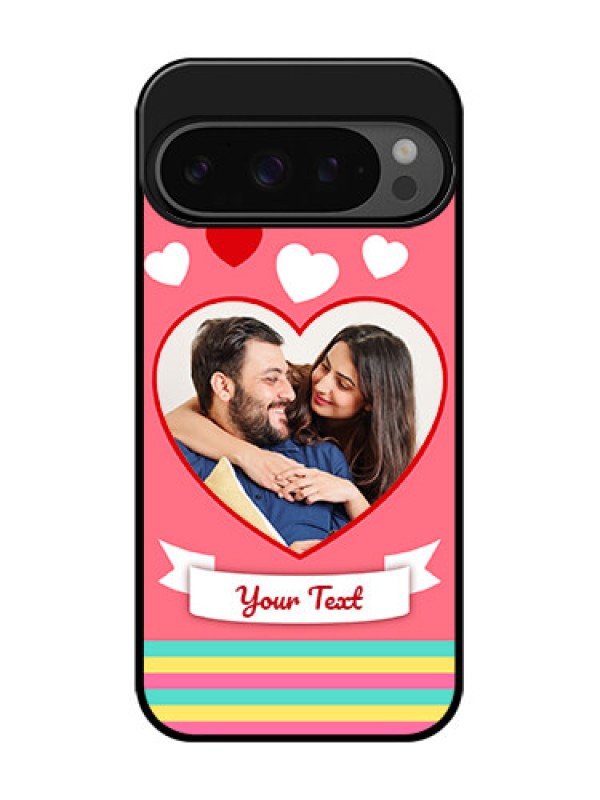 Custom Google Pixel 9 Pro 5G Custom Glass Phone Case - Love Shapes Doodle Design