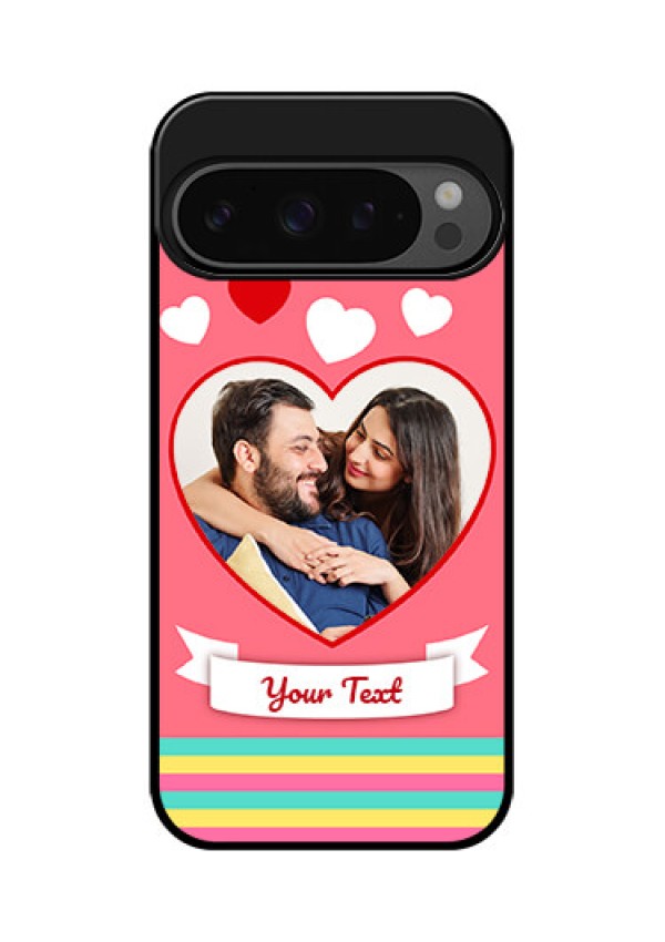 Google Pixel 9 Pro 5G Custom Glass Phone Case - Love Shapes Doodle Design