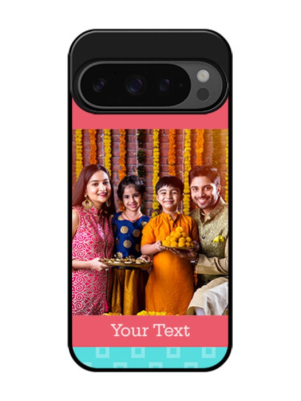 Custom Google Pixel 9 Pro 5G Custom Glass Phone Case - Peach and Blue Color Design