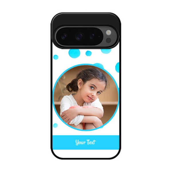 Google Pixel 9 Pro 5G Custom Glass Phone Case - Blue Bubbles Pattern Design