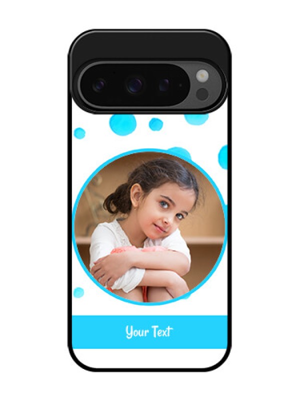 Custom Google Pixel 9 Pro 5G Custom Glass Phone Case - Blue Bubbles Pattern Design