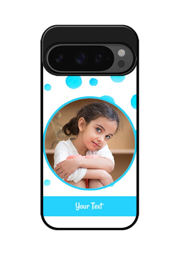 Google Pixel 9 Pro 5G Custom Glass Phone Case - Blue Bubbles Pattern Design