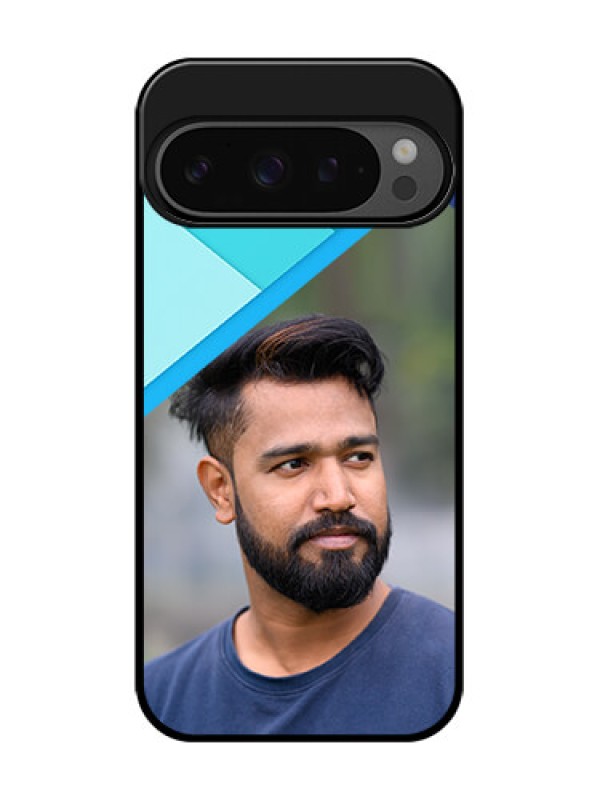 Custom Google Pixel 9 Pro 5G Custom Glass Phone Case - Blue Pattern Design