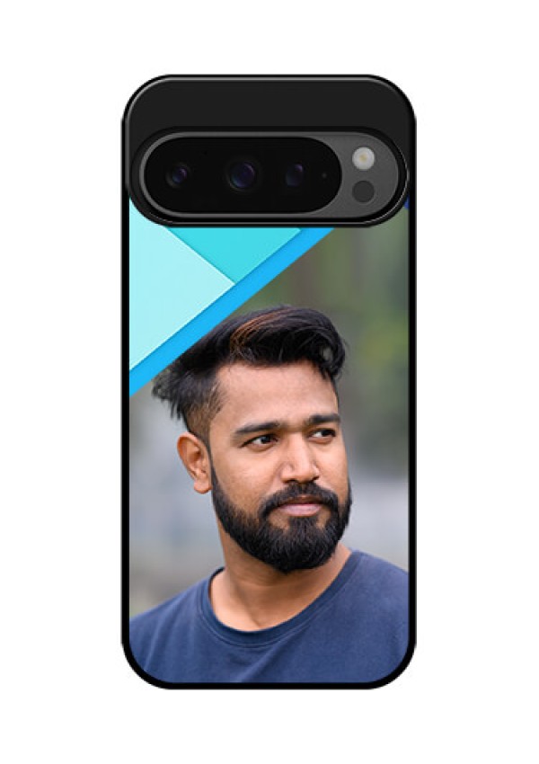 Google Pixel 9 Pro 5G Custom Glass Phone Case - Blue Pattern Design