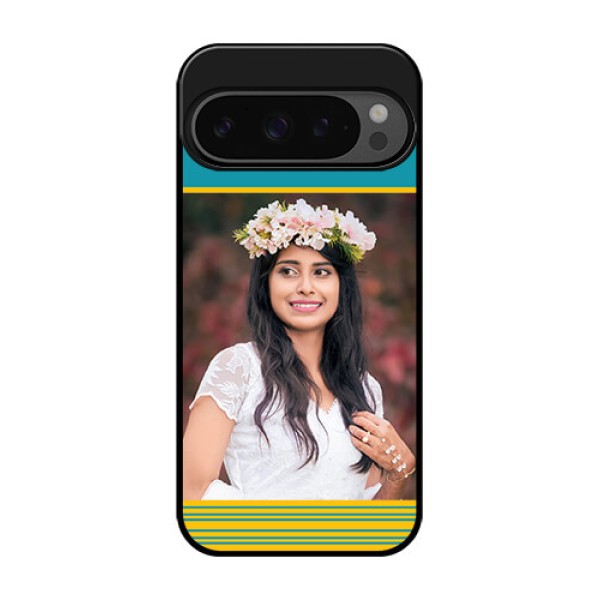 Google Pixel 9 Pro 5G Custom Glass Phone Case - Yellow and Blue Design