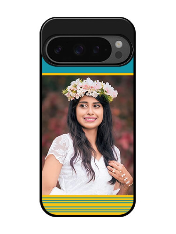 Custom Google Pixel 9 Pro 5G Custom Glass Phone Case - Yellow and Blue Design