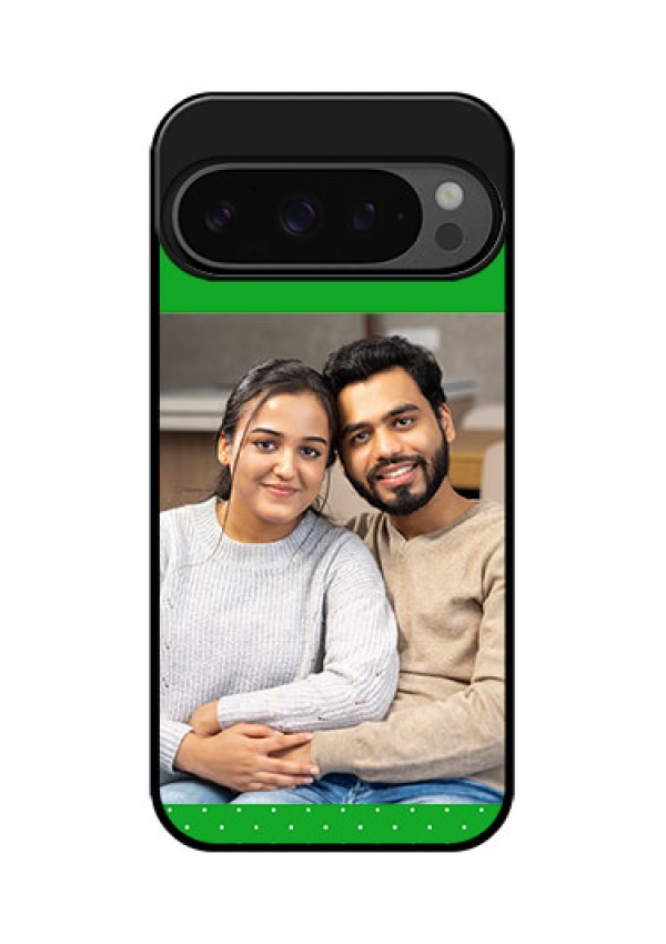 Google Pixel 9 Pro 5G Custom Glass Phone Case - Green Pattern Design