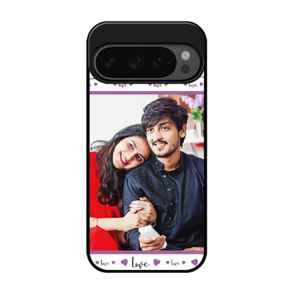 Google Pixel 9 Pro 5G Custom Glass Phone Case - Couples Heart Design