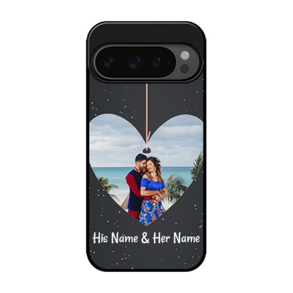 Google Pixel 9 Pro 5G Custom Glass Phone Case - Hanging Heart Design