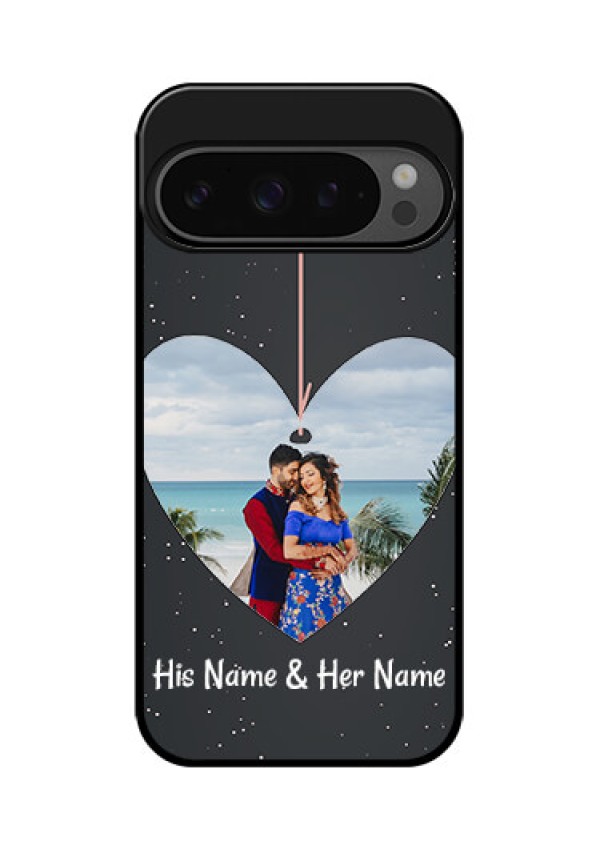 Google Pixel 9 Pro 5G Custom Glass Phone Case - Hanging Heart Design