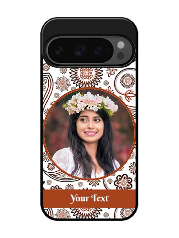 Custom Google Pixel 9 Pro 5G Custom Glass Phone Case - Abstract Flower Design