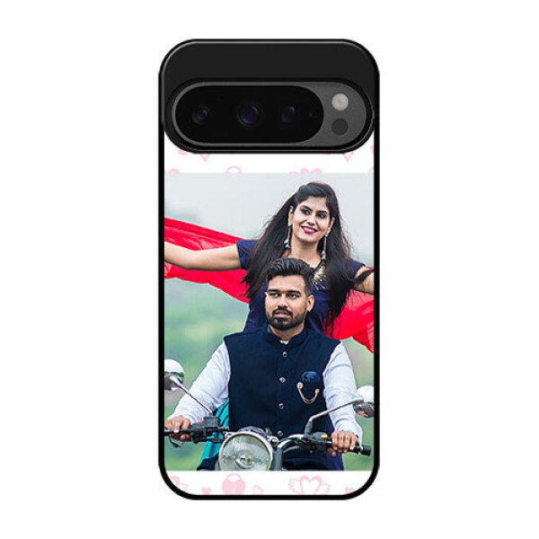 Google Pixel 9 Pro 5G Custom Glass Phone Case - Pink Flying Heart Design