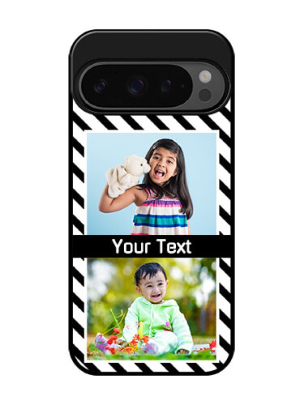 Custom Google Pixel 9 Pro 5G Custom Glass Phone Case - Black And White Stripes Design