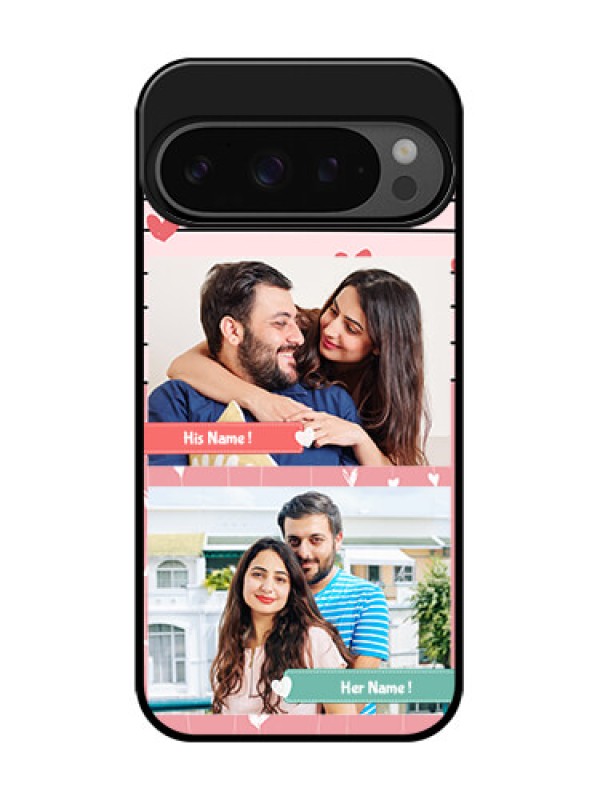 Custom Google Pixel 9 Pro 5G Custom Glass Phone Case - Photo With Heart Design