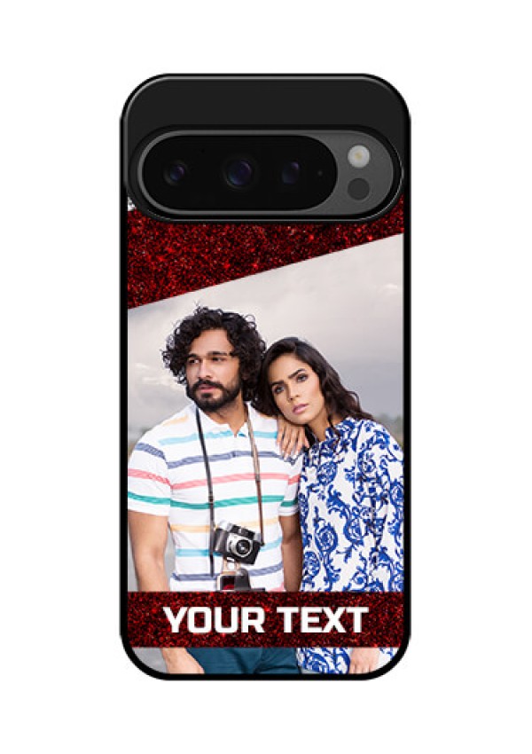 Google Pixel 9 Pro 5G Custom Glass Phone Case - Image Holder With Glitter Strip Design