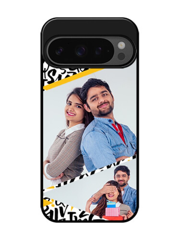 Custom Google Pixel 9 Pro 5G Custom Glass Phone Case - Letters Pattern Design