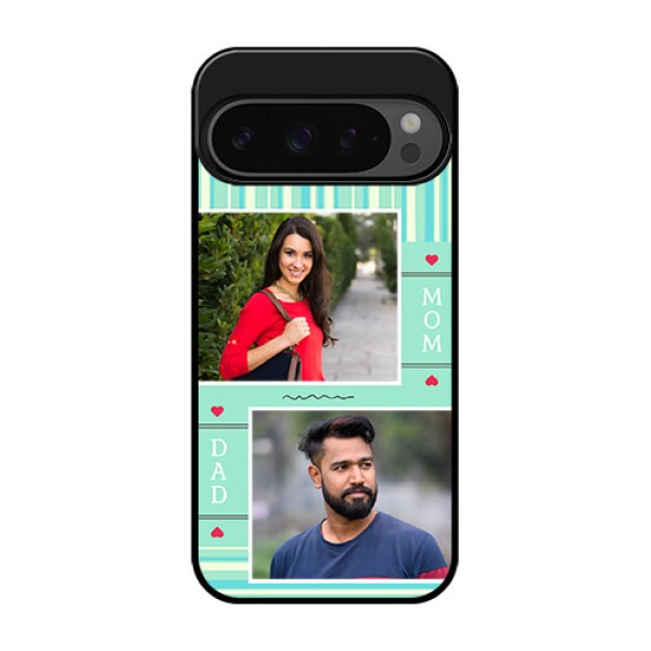 Google Pixel 9 Pro 5G Custom Glass Phone Case - Mom and Dad Pic Design