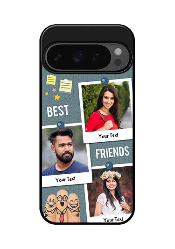 Google Pixel 9 Pro 5G Custom Glass Phone Case - Sticky Frames And Friendship Design