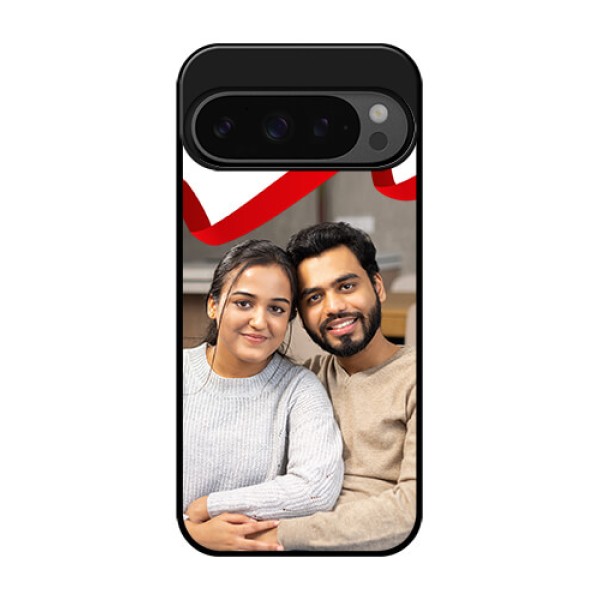 Google Pixel 9 Pro 5G Custom Glass Phone Case - Red Ribbon Frame Design