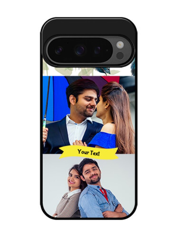 Custom Google Pixel 9 Pro 5G Custom Glass Phone Case - Image With Boho Peacock Feather Design