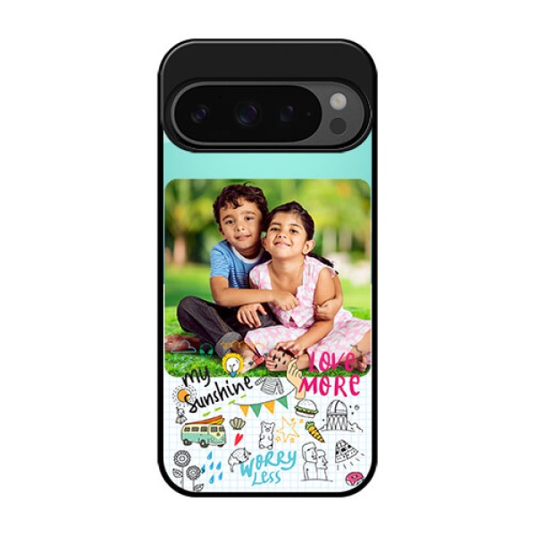 Google Pixel 9 Pro 5G Custom Glass Phone Case - Doodle Love Design