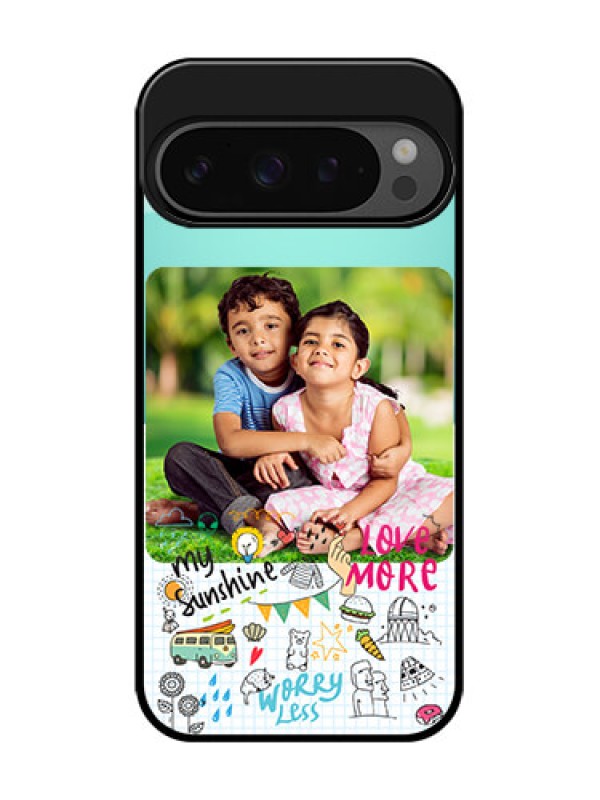 Custom Google Pixel 9 Pro 5G Custom Glass Phone Case - Doodle Love Design